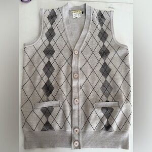 Tonal Brown/Cream Cardigan Vest by